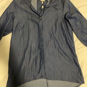 Solid button front with roll-on sleeve